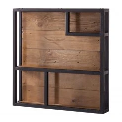 Ars manufacti Wandregal Grasby - Altholz Pinie / Metall - Pinie Dunkel / Schwarz