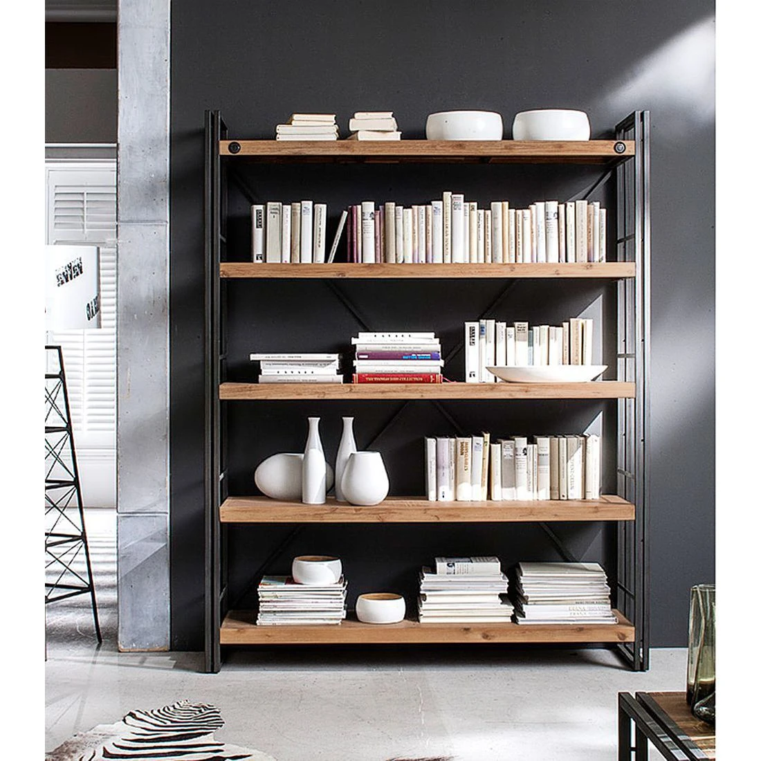 Ars manufacti Regal Manchester II - Akazie massiv / Metall - Akazie / Anthrazit 3 Ars manufacti Regal Manchester II - Akazie massiv / Metall - Akazie / Anthrazit – Bild 3