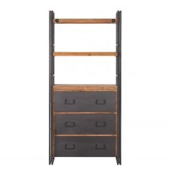 Ars manufacti Regal Manchester VI - Akazie teilmassiv / Metall - Akazie / Anthrazit -Wohnzimmermöbel boutique en ligne regal manchester vi anthrazit akazie dekor 4877276