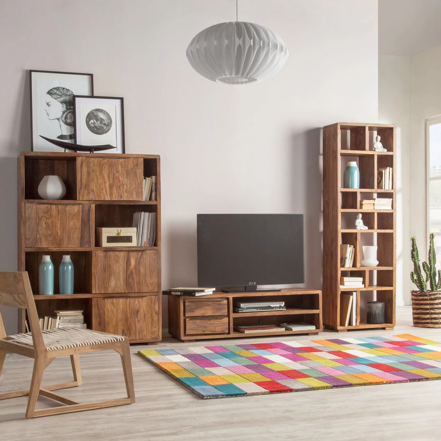 Ars Natura Schiebetürenregal Trangle - Sheesham massiv 2 Ars Natura Schiebetürenregal Trangle - Sheesham massiv – Bild 2