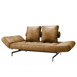 Innovation Möbel Schlafsofa Ghia Laser Legs Webstoff - Echtleder Look: 551 Brown Fanual