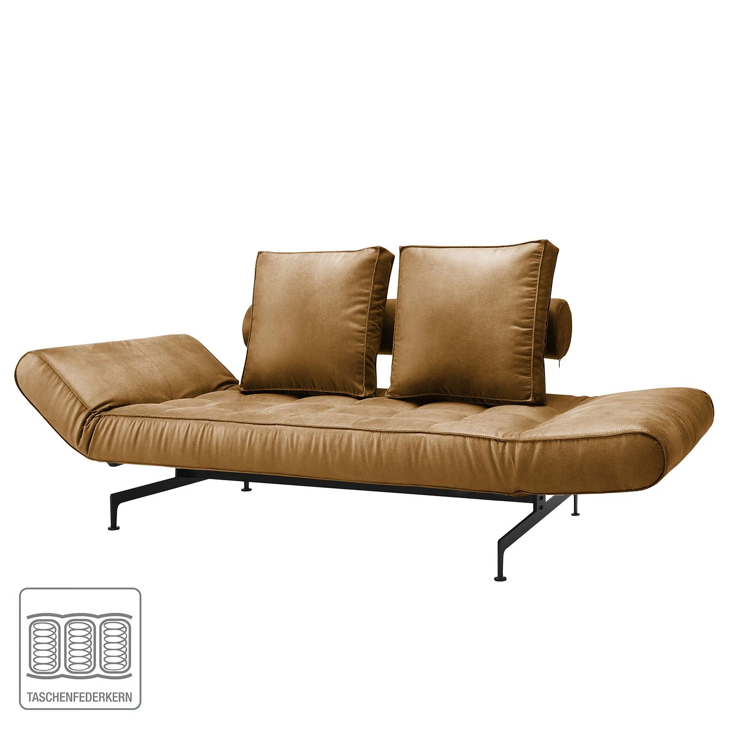 Innovation Möbel Schlafsofa Ghia Laser Legs Webstoff - Echtleder Look: 551 Brown Fanual 2 Innovation Möbel Schlafsofa Ghia Laser Legs Webstoff - Echtleder Look: 551 Brown Fanual – Bild 2