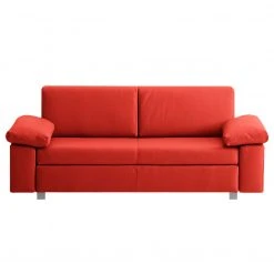 Chillout by Franz Fertig Schlafsofa Plaza Echtleder - Rot - Breite: 222 cm - Armlehne verstellbar