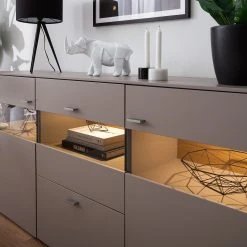 GWINNER Sideboard Anzio - Matt Fango / Balkeneiche - Mit Beleuchtung -Wohnzimmermöbel boutique en ligne sideboard anzio mit beleuchtung matt fango balkeneiche 4626252
