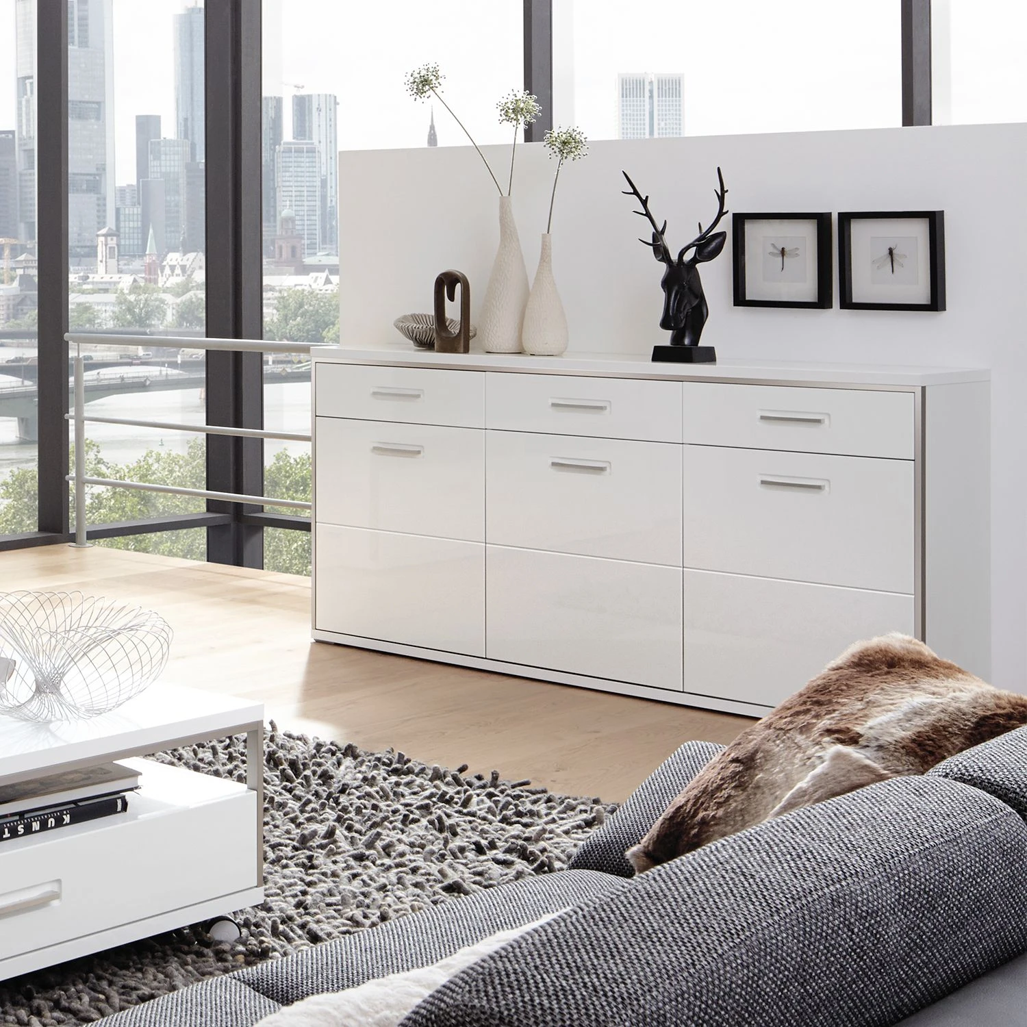 Loftscape Sideboard Arco - Hochglanz Weiß / Weiß 2 Loftscape Sideboard Arco - Hochglanz Weiß / Weiß – Bild 2