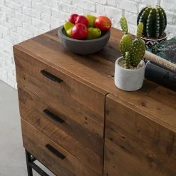 Ars manufacti Sideboard Grasby - Altholz Pinie / Metall - Pinie Dunkel / Schwarz -Wohnzimmermöbel boutique en ligne sideboard grasby altholz pinie metall pinie dunkel schwarz 4920620