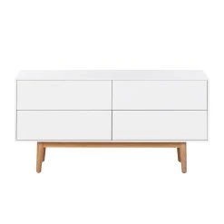 Mørteens Sideboard Lindholm V - Eiche teilmassiv - Weiß / Eiche -Wohnzimmermöbel boutique en ligne sideboard lindholm v weiss matt eiche massiv 358647