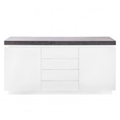 Fredriks Sideboard Namona I - Inkl. Beleuchtung - Weiß / Beton Dekor -Wohnzimmermöbel boutique en ligne sideboard namona i inkl beleuchtung weiss anthrazit weiss anthrazit 3666813