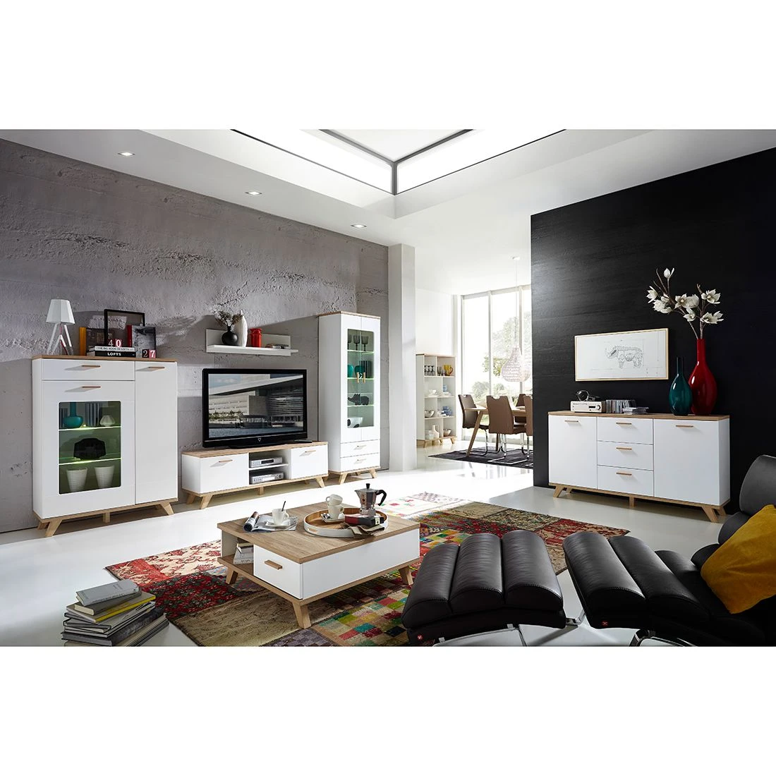 Germania Sideboard Neston I - Matt Weiß / Eiche Sanremo Dekor 4 Germania Sideboard Neston I - Matt Weiß / Eiche Sanremo Dekor – Bild 4