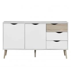 Mørteens Sideboard Sunndal - Gummibaum teilmassiv - Weiß / Eiche Hell -Wohnzimmermöbel boutique en ligne sideboard sunndal gummibaum teilmassiv weiss eiche dekor 4753668