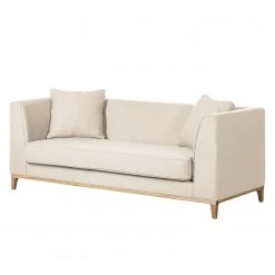 Jack & Alice Sofa Blomma (3-Sitzer) - Webstoff Beige - Gestell: Eichefarbig