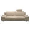 Loftscape Sofa Silvano (3-Sitzer) Echtleder Beige - Kopfstütze verstellbar