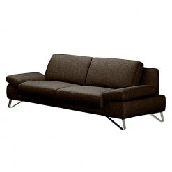 Loftscape Sofa Silvano (3-Sitzer) Webstoff - Braun-Schwarz - Kopfstütze verstellbar