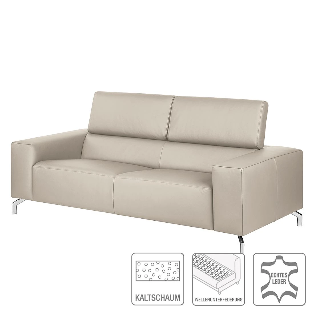 Loftscape Sofa Varberg (2,5-Sitzer) Echtleder - Taupe 2 Loftscape Sofa Varberg (2,5-Sitzer) Echtleder - Taupe – Bild 2