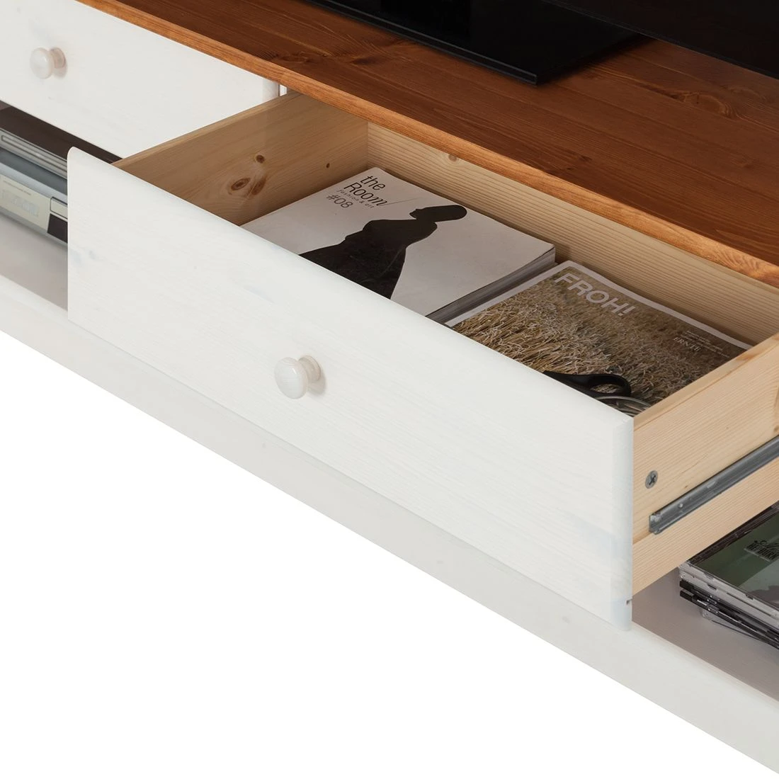 Maison Belfort TV-Wand Lillehammer I - Kiefer massiv - Kiefer Weiß / Kiefer Honig 10 Maison Belfort TV-Wand Lillehammer I - Kiefer massiv - Kiefer Weiß / Kiefer Honig – Bild 10