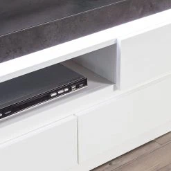 Fredriks TV-Lowboard Namona II - Inkl. Beleuchtung - Beton Dekor / Weiß -Wohnzimmermöbel boutique en ligne tv lowboard namona ii inkl beleuchtung weiss anthrazit weiss anthrazit 4033552