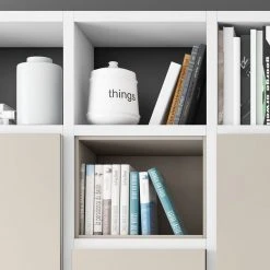 Loftscape TV-Wand Emporior IV - Matt Weiß / Matt Hellbeige - Breite: 294 cm -Wohnzimmermöbel boutique en ligne tv wand emporior iv hochglanz weiss matt hellbeige 5153632