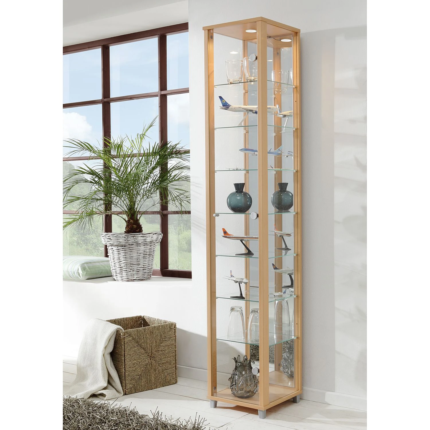 Fredriks Standvitrine Exhibit II - Inkl. Beleuchtung - Buche Dekor 2 Fredriks Standvitrine Exhibit II - Inkl. Beleuchtung - Buche Dekor – Bild 2