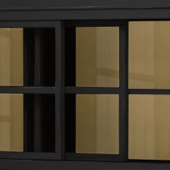 Maison Belfort Vitrinenschrank Azjana - Schwarz / Pinie Creme -Wohnzimmermöbel boutique en ligne vitrinenschrank azjana pinie teilmassiv schwarz pinie creme 3393053