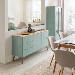 Tenzo Sideboard Dot I - Mint -Wohnzimmermöbel boutique en ligne vitrinenschrank dot eiche teilmassiv mint 4148524