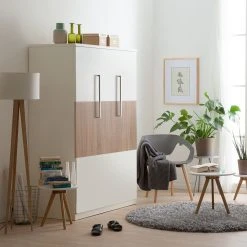 Schrankbett KiYDOO smart - Weiß / Eiche Sonoma Dekor - 110 x 205cm - Kaltschaummatratze -Wohnzimmermöbel boutique en ligne wandklappbett majano 110 x 205 cm kaltschaummatratze weiss eiche sonoma dekor 1691178