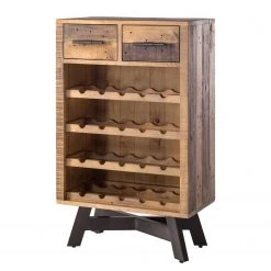 Ars manufacti Weinregal Tamati - Altholz Pinie / Metall - Pinie Dunkel / Schwarz