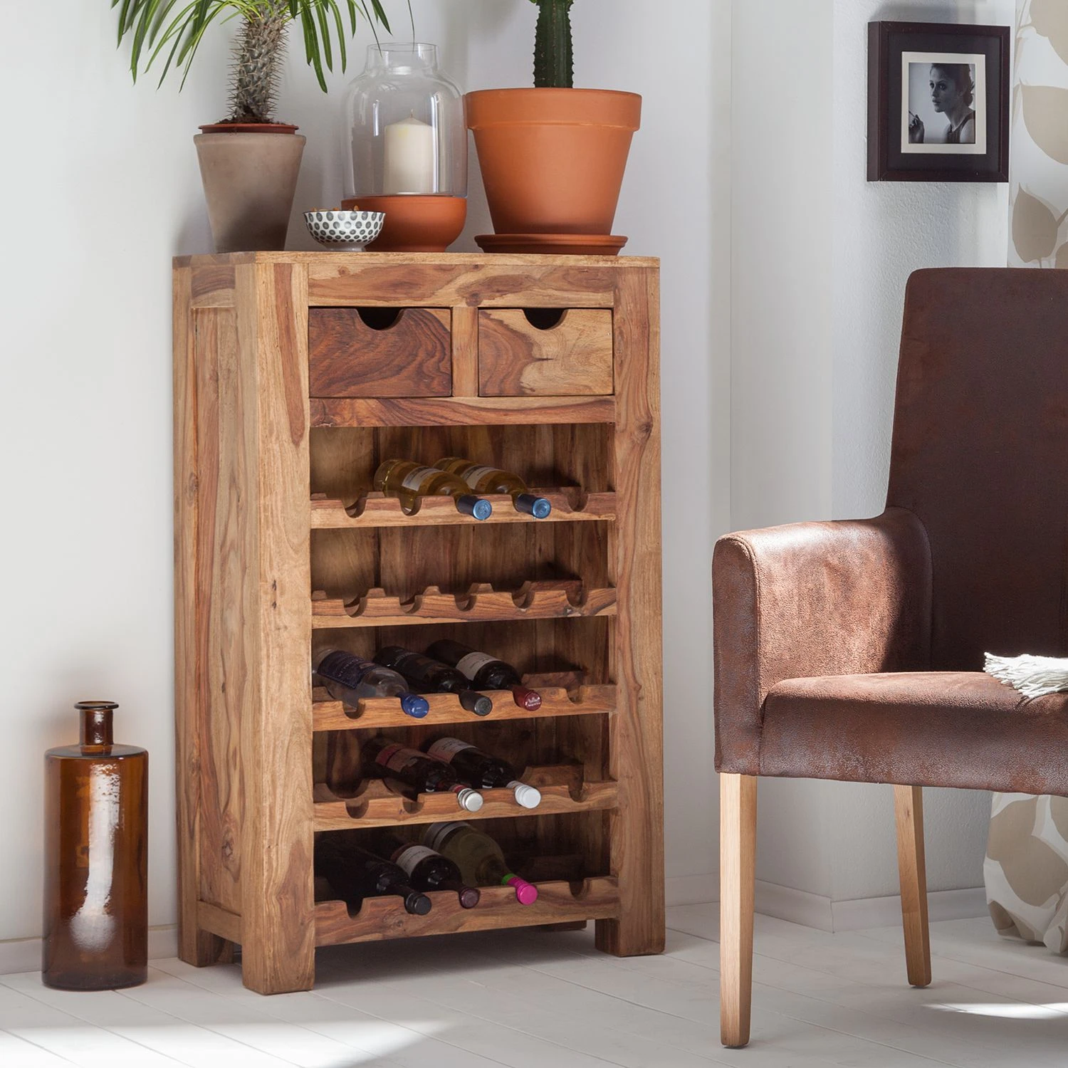 Wolf-Möbel Weinregal Yoga I - Sheesham massiv - Natur 2 Wolf-Möbel Weinregal Yoga I - Sheesham massiv - Natur – Bild 2