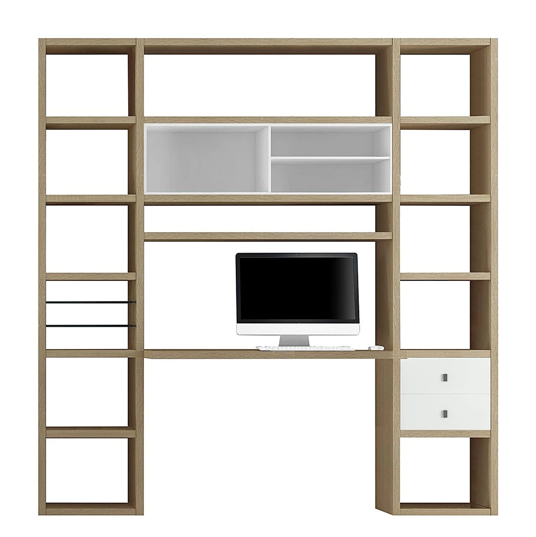 Loftscape Wohnkombination Emporior II - Weiß / Eiche Dekor 1 Loftscape Wohnkombination Emporior II - Weiß / Eiche Dekor