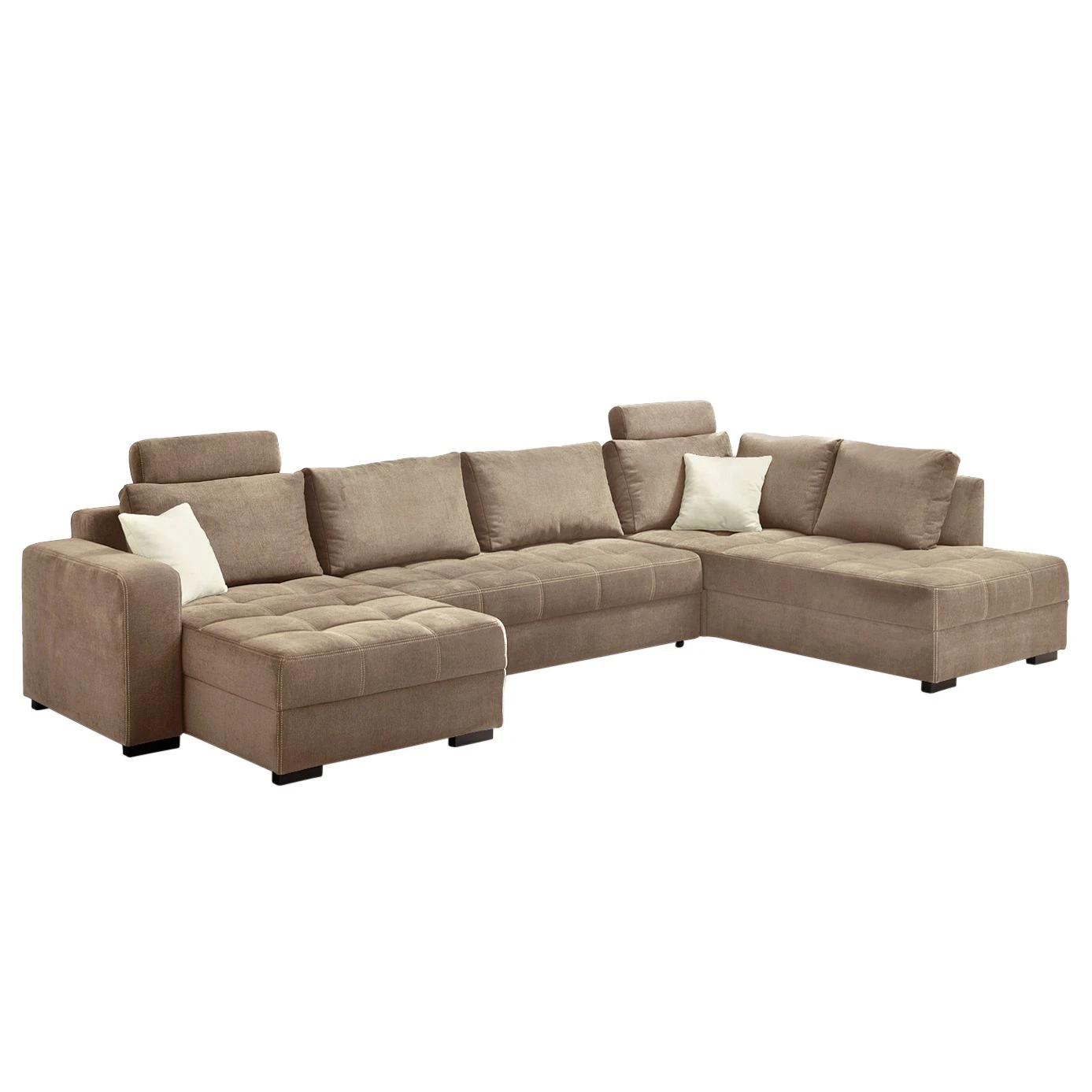 Home Design Wohnlandschaft Antego - (mit Schlaffunktion) Velours Ottomane/Longchair beidseitig montierbar - Hellbraun 1 Home Design Wohnlandschaft Antego - (mit Schlaffunktion) Velours Ottomane/Longchair beidseitig montierbar - Hellbraun