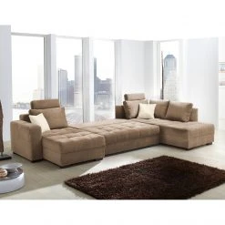 Home Design Wohnlandschaft Antego - (mit Schlaffunktion) Velours Ottomane/Longchair beidseitig montierbar - Hellbraun 9 Home Design Wohnlandschaft Antego - (mit Schlaffunktion) Velours Ottomane/Longchair beidseitig montierbar - Hellbraun -Wohnzimmermöbel boutique en ligne wohnlandschaft antego mit schlaffunktion velours ottomane longchair beidseitig montierbar hellbraun 3197757