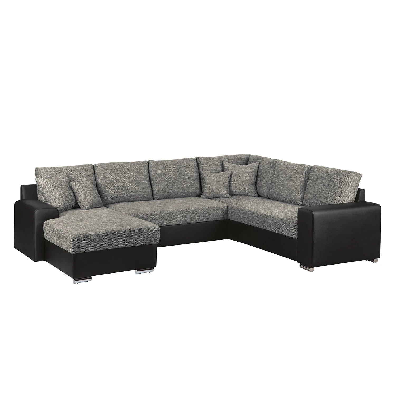 Roomscape Wohnlandschaft Berrings - (mit Schlaffunktion) - Kunstleder / Strukturstoff Schwarz / Grau - Longchair davorstehend links 1 Roomscape Wohnlandschaft Berrings - (mit Schlaffunktion) - Kunstleder / Strukturstoff Schwarz / Grau - Longchair davorstehend links