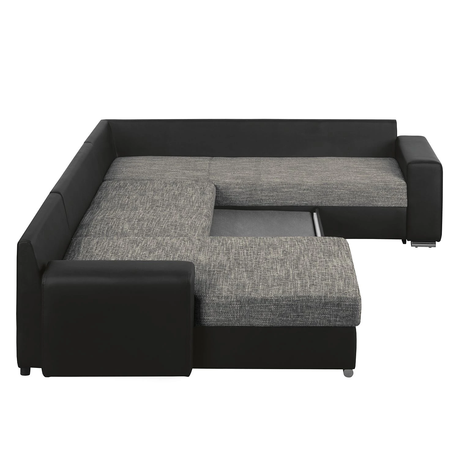 Roomscape Wohnlandschaft Berrings - (mit Schlaffunktion) - Kunstleder / Strukturstoff Schwarz / Grau - Longchair davorstehend links 9 Roomscape Wohnlandschaft Berrings - (mit Schlaffunktion) - Kunstleder / Strukturstoff Schwarz / Grau - Longchair davorstehend links – Bild 9