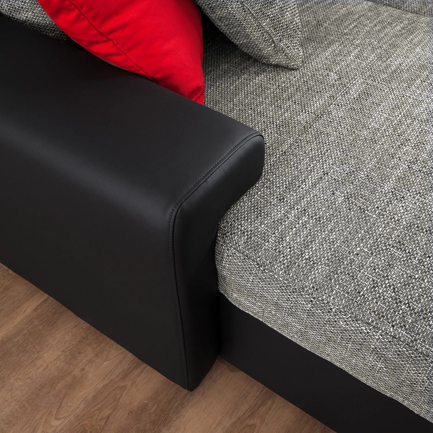 Roomscape Wohnlandschaft Berrings - (mit Schlaffunktion) - Kunstleder / Strukturstoff Schwarz / Grau - Longchair davorstehend links 14 Roomscape Wohnlandschaft Berrings - (mit Schlaffunktion) - Kunstleder / Strukturstoff Schwarz / Grau - Longchair davorstehend links – Bild 14