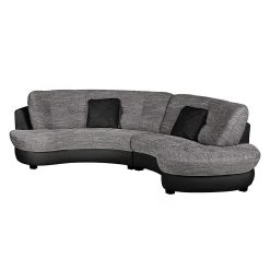 Roomscape Ecksofa Sabea Kunstleder / Strukturstoff - Schwarz / Hellgrau