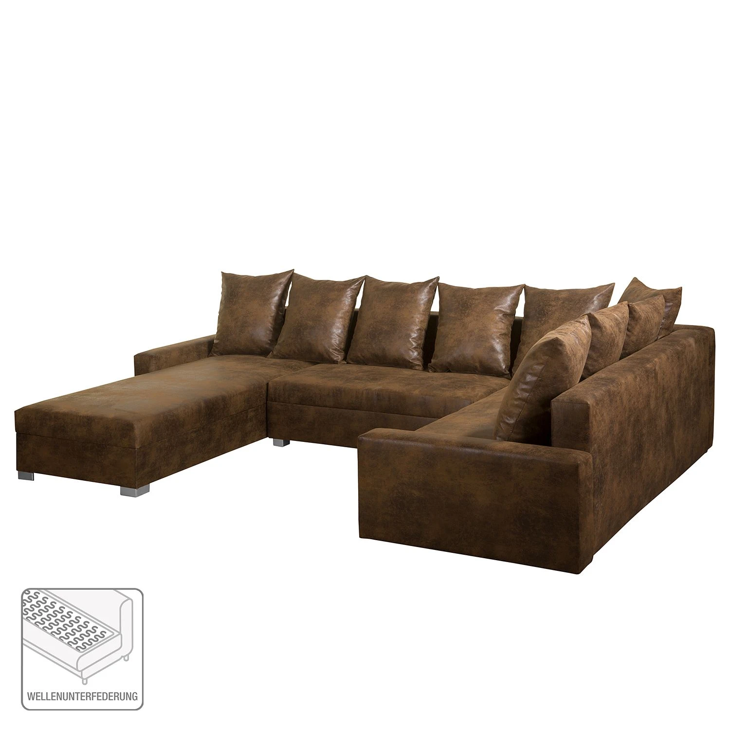 Mooved Wohnlandschaft Sibenik - (mit Schlaffunktion) - Antiklederoptik - Braun - Longchair davorstehend rechts / Ottomane links 2 Mooved Wohnlandschaft Sibenik - (mit Schlaffunktion) - Antiklederoptik - Braun - Longchair davorstehend rechts / Ottomane links – Bild 2