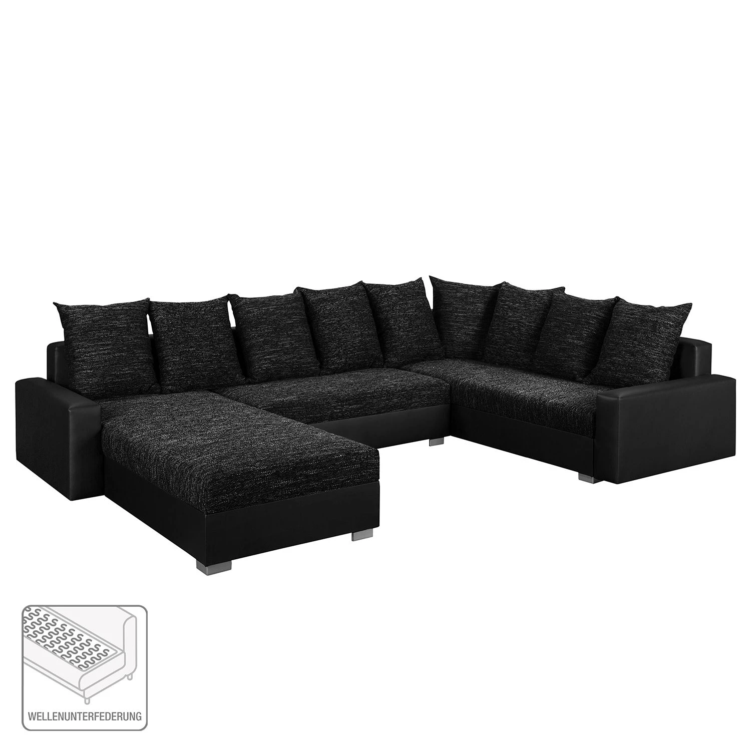 Fredriks Wohnlandschaft Sibenik - (mit Schlaffunktion) - Kunstleder/Strukturstoff - Anthrazit - Longchair davorstehend links / Ottomane rechts 2 Fredriks Wohnlandschaft Sibenik - (mit Schlaffunktion) - Kunstleder/Strukturstoff - Anthrazit - Longchair davorstehend links / Ottomane rechts – Bild 2