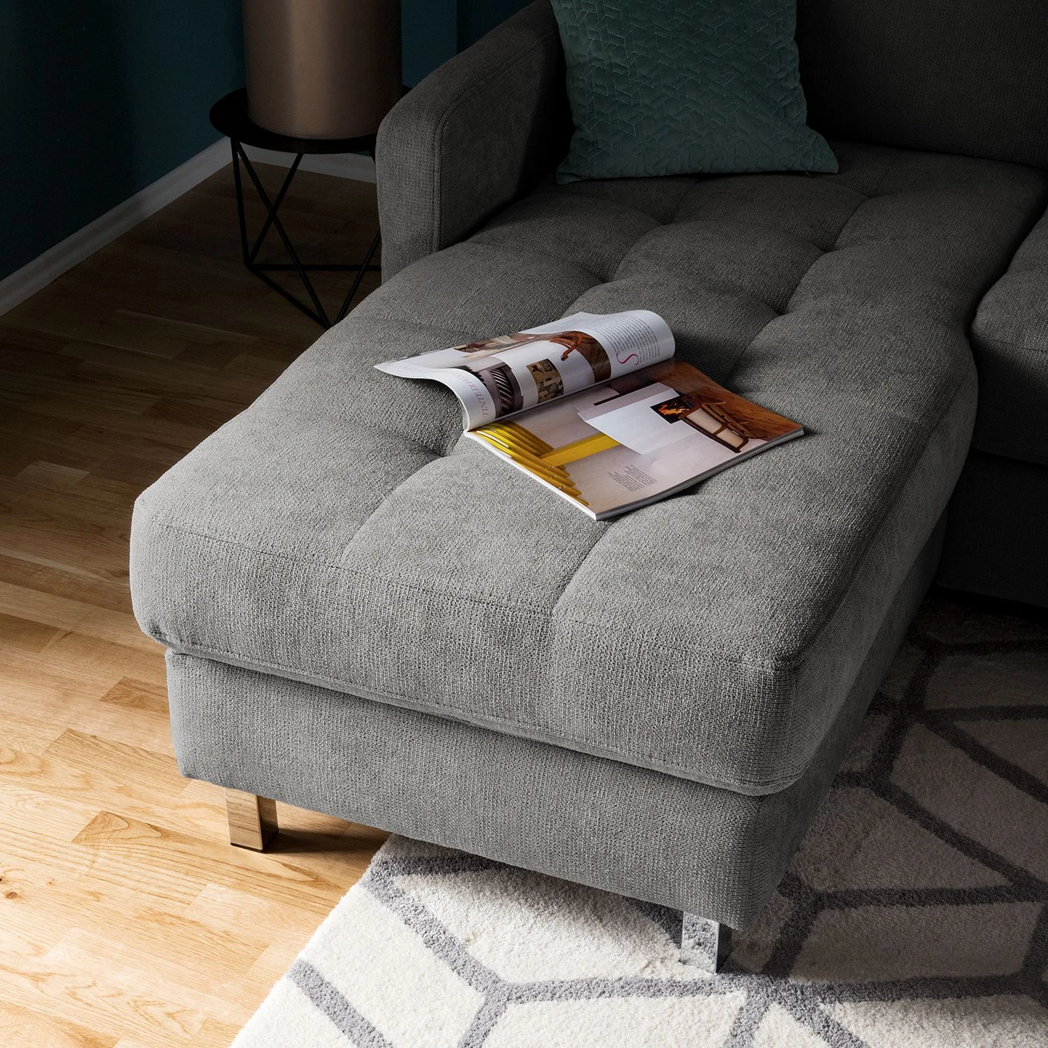 Fredriks Wohnlandschaft Tanete - Strukturstoff - Grau - Longchair davorstehend links / Ottomane rechts - Schlaffunktion 13 Fredriks Wohnlandschaft Tanete - Strukturstoff - Grau - Longchair davorstehend links / Ottomane rechts - Schlaffunktion – Bild 13