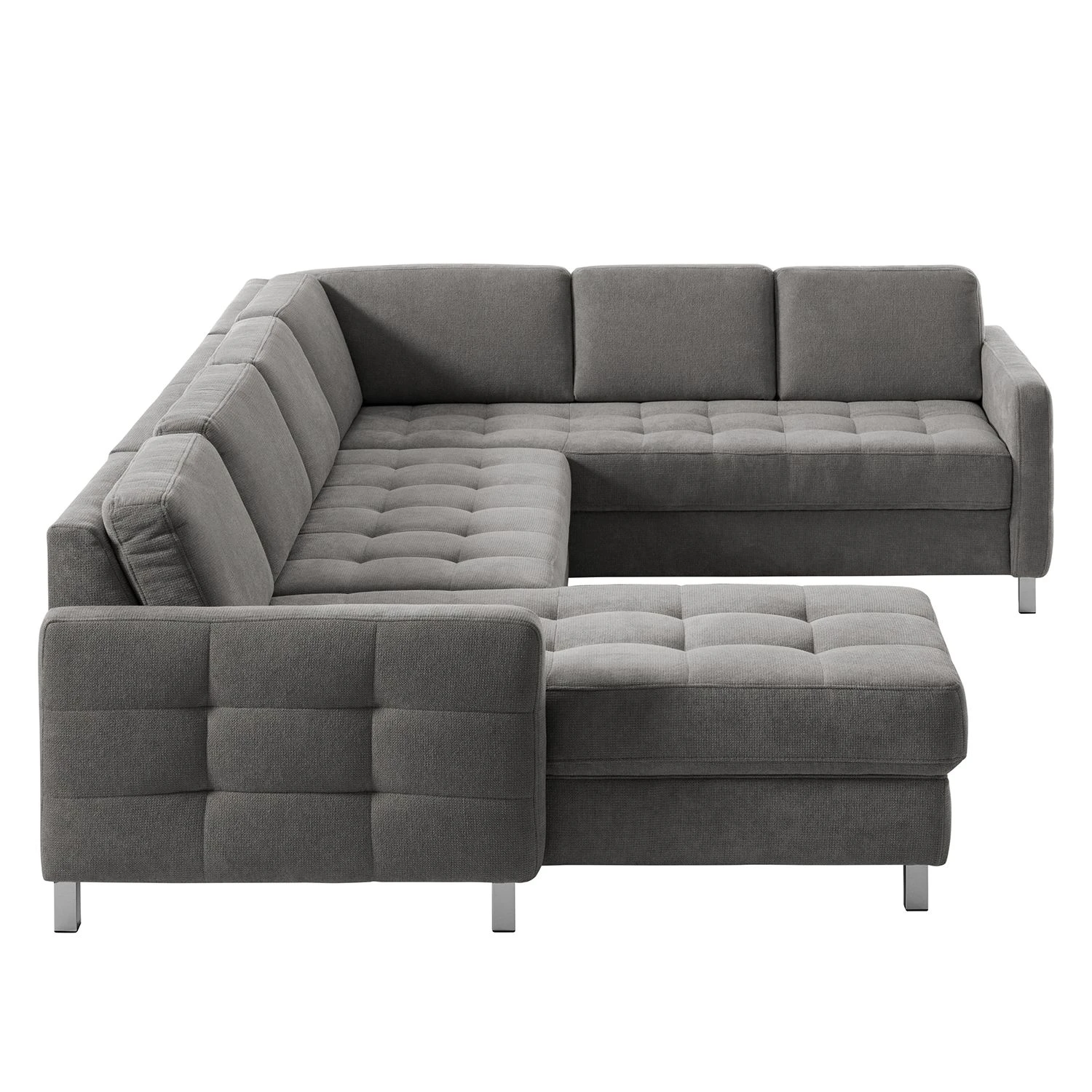 Fredriks Wohnlandschaft Tanete - Strukturstoff - Grau - Longchair davorstehend links / Ottomane rechts - Schlaffunktion 6 Fredriks Wohnlandschaft Tanete - Strukturstoff - Grau - Longchair davorstehend links / Ottomane rechts - Schlaffunktion – Bild 6