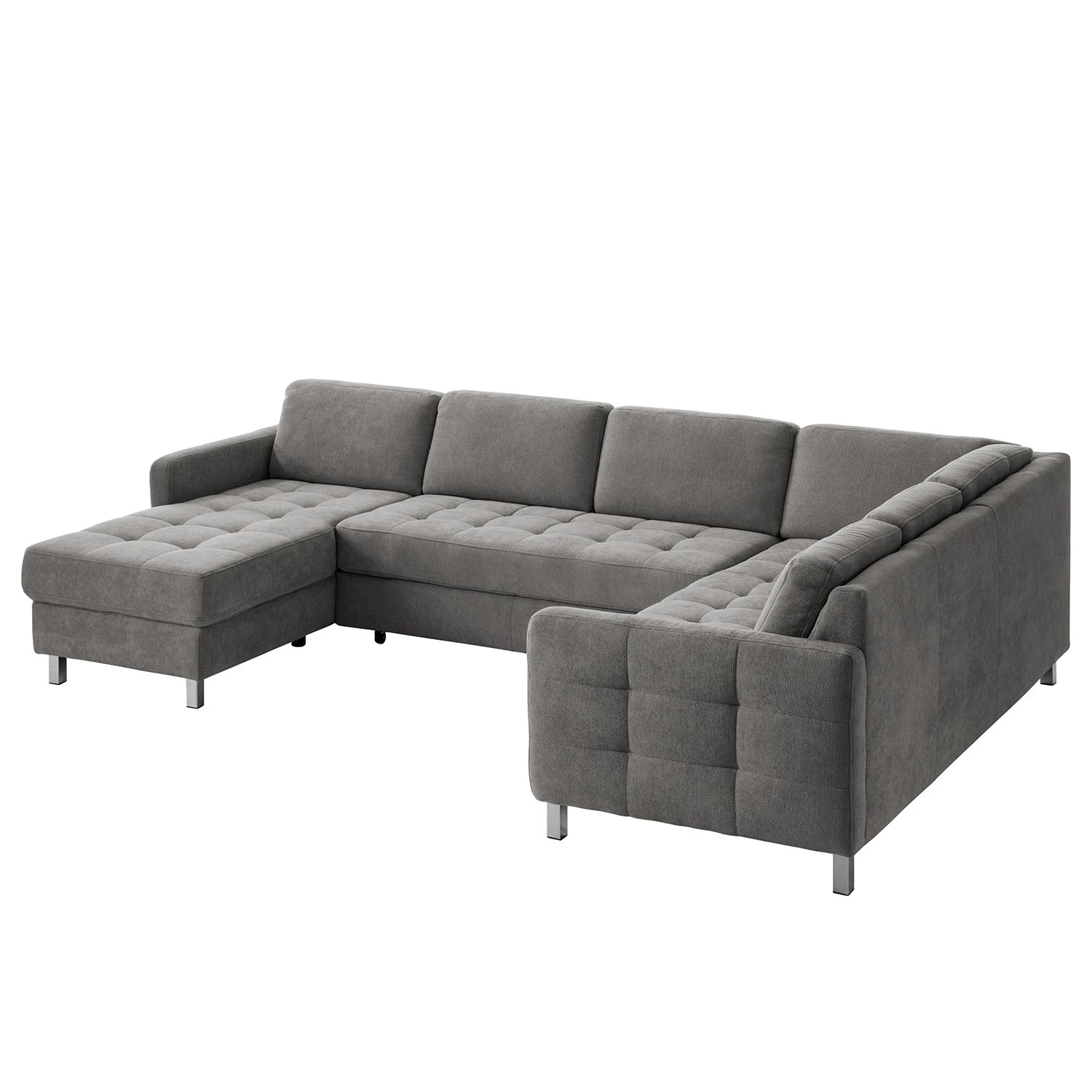 Fredriks Wohnlandschaft Tanete - Strukturstoff - Grau - Longchair davorstehend links / Ottomane rechts - Schlaffunktion 8 Fredriks Wohnlandschaft Tanete - Strukturstoff - Grau - Longchair davorstehend links / Ottomane rechts - Schlaffunktion – Bild 8