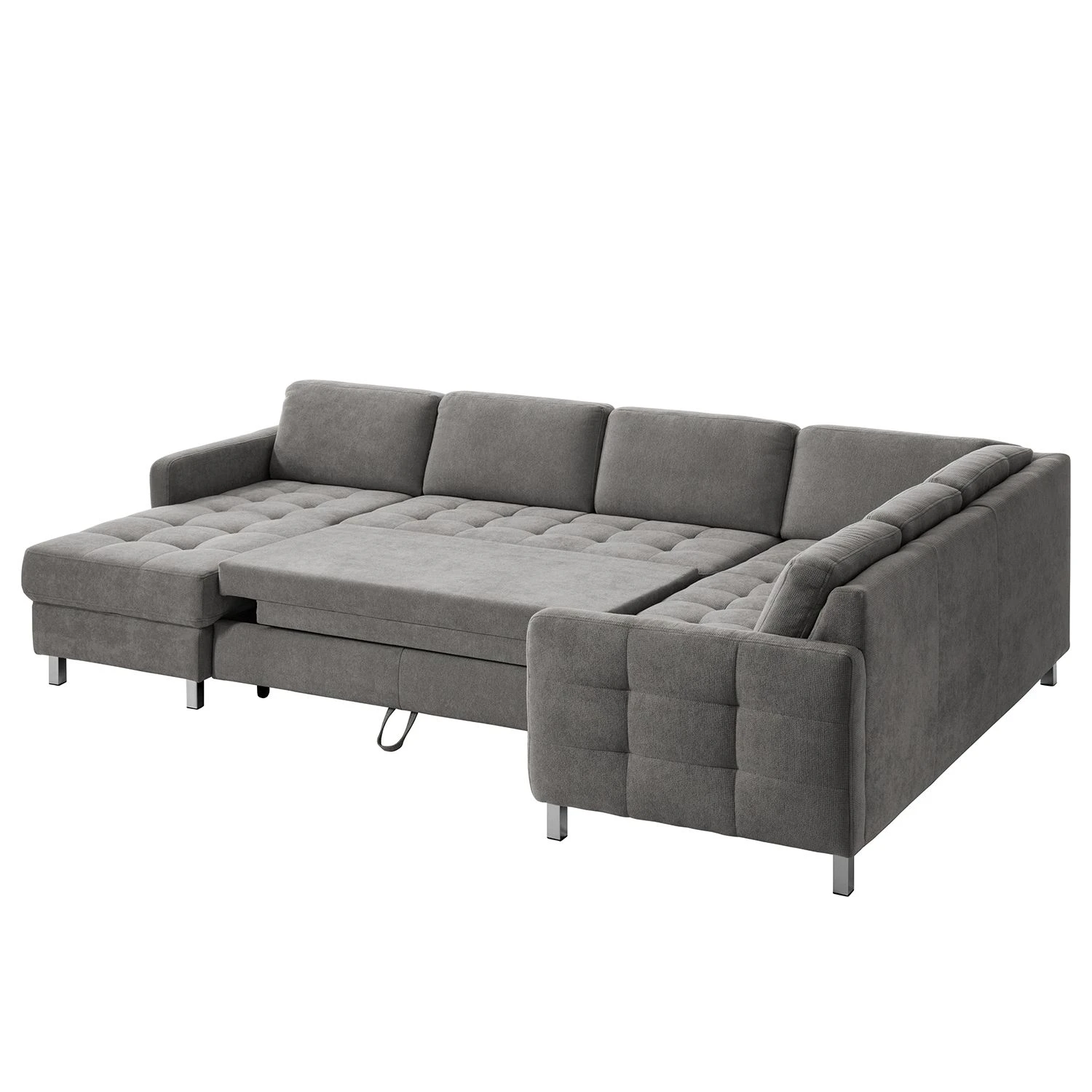 Fredriks Wohnlandschaft Tanete - Strukturstoff - Grau - Longchair davorstehend links / Ottomane rechts - Schlaffunktion 9 Fredriks Wohnlandschaft Tanete - Strukturstoff - Grau - Longchair davorstehend links / Ottomane rechts - Schlaffunktion – Bild 9