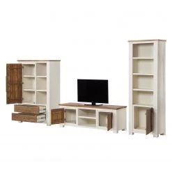 Maison Belfort Wohnwand Doral (3-teilig) - Akazie teilmassiv - Weiß / Akazie -Wohnzimmermöbel boutique en ligne wohnwand doral 3 teilig akazie teilmassiv weiss akazie 3600889