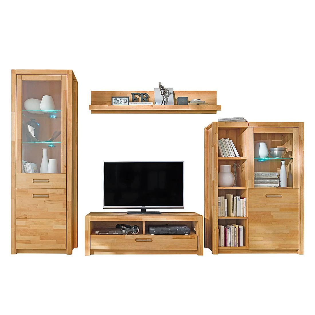 Ars Natura Wohnwand Majona (4-teilig) - Kernbuche 2 Ars Natura Wohnwand Majona (4-teilig) - Kernbuche – Bild 2