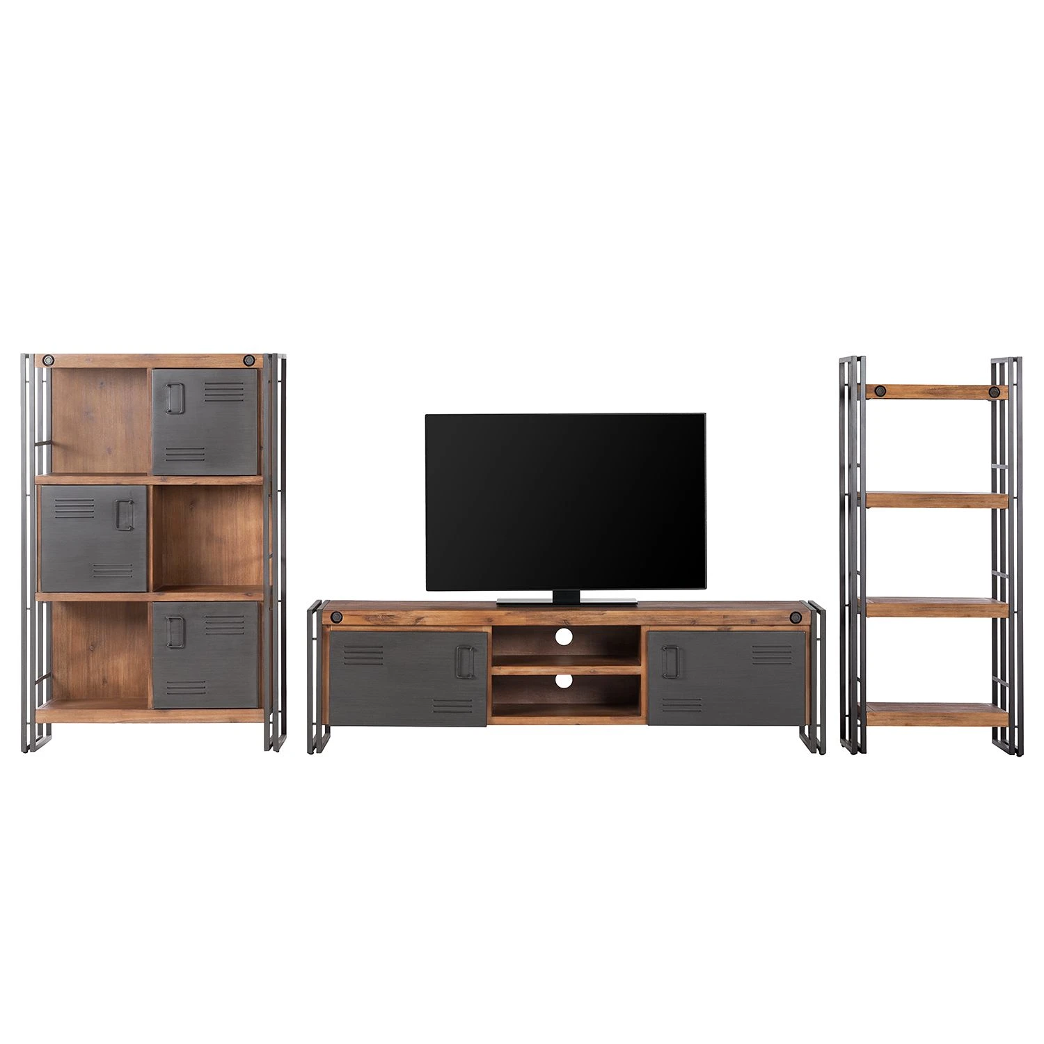 Ars manufacti Wohnwand Manchester I (3-teilig) - Akazie teilmassiv / Metall - Akazie / Anthrazit 4 Ars manufacti Wohnwand Manchester I (3-teilig) - Akazie teilmassiv / Metall - Akazie / Anthrazit – Bild 4