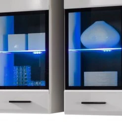 Mooved Wohnwand Marcello (7-teilig) - inkl. Beleuchtung - Hochglanz Weiß/Weiß -Wohnzimmermöbel boutique en ligne wohnwand marcello 7 teilig inkl beleuchtung hochglanz weiss weiss 977322