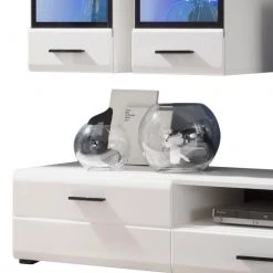 Mooved Wohnwand Marcello (7-teilig) - inkl. Beleuchtung - Hochglanz Weiß/Weiß -Wohnzimmermöbel boutique en ligne wohnwand marcello 7 teilig inkl beleuchtung hochglanz weiss weiss 977326