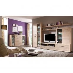 Mooved Wohnwand Rindby (5-teilig) - inkl. Beleuchtung - Eiche Sonoma Dekor -Wohnzimmermöbel boutique en ligne wohnwand rindby 5 teilig inkl beleuchtung eiche sonoma dekor 4436088