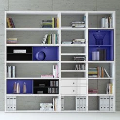 Loftscape XL Regalwand Emporior I.B - Hochglanz Weiß / Schwarz - Mit Beleuchtung -Wohnzimmermöbel boutique en ligne xl regalwand emporior i b rgb led beleuchtung hochglanz weiss schwarz 3396581