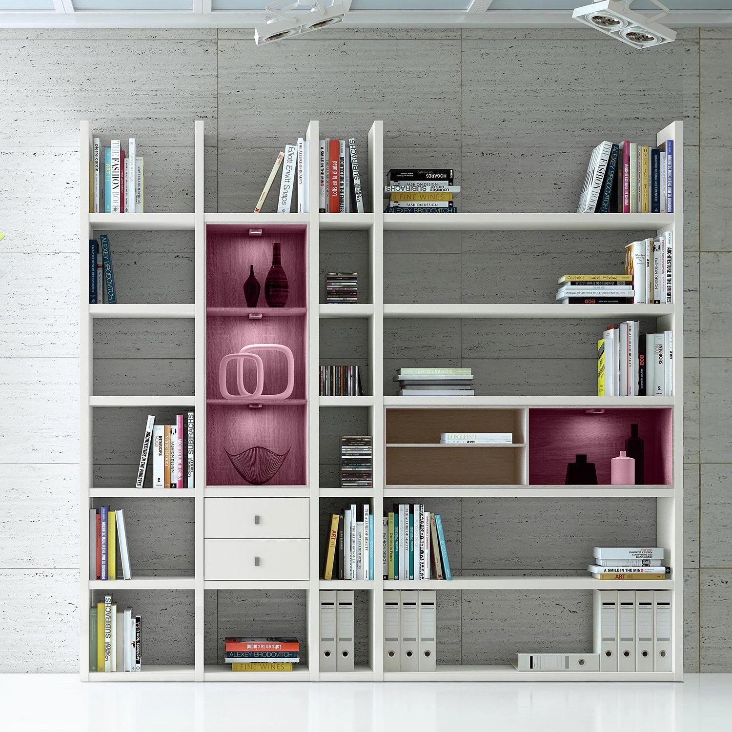 Loftscape XL Regalwand Emporior III.B - Weiß / Eiche Sonoma Dekor - Mit Beleuchtung 2 Loftscape XL Regalwand Emporior III.B - Weiß / Eiche Sonoma Dekor - Mit Beleuchtung – Bild 2