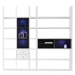 Loftscape XL Regalwand Emporior III.B - Weiß / Schwarz - Mit Beleuchtung