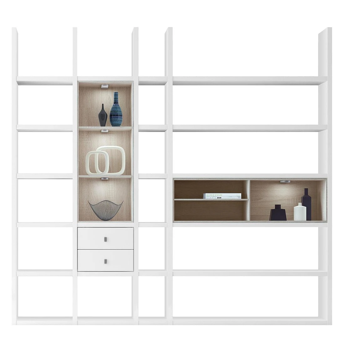 Loftscape XL Regalwand Emporior III.B - Weiß / Eiche Sonoma Dekor - Mit Beleuchtung 1 Loftscape XL Regalwand Emporior III.B - Weiß / Eiche Sonoma Dekor - Mit Beleuchtung
